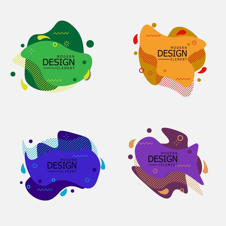 Vector colección fluida colorida abstracta estilo memphis moderno