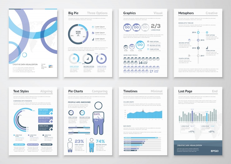 Vector colección de folletos empresariales y elementos vectoriales infográficos