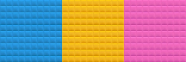 Colección de fondo 3D cuadrado azul amarillo y rosa