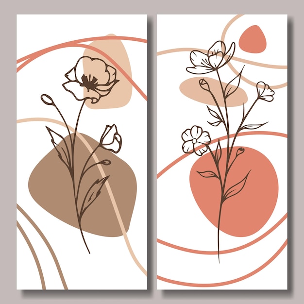 Colección de fondo abstracto de flores dibujadas a mano