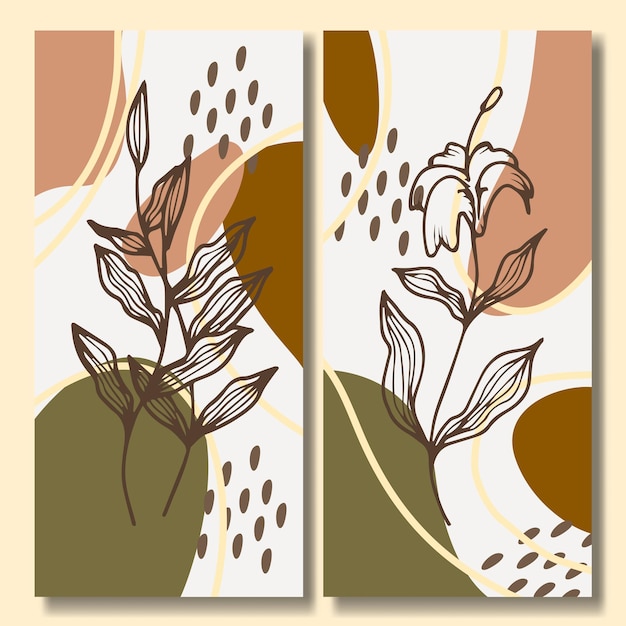Colección de fondo abstracto de flores dibujadas a mano