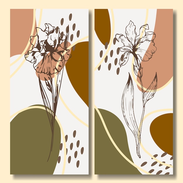 Colección de fondo abstracto de flores dibujadas a mano