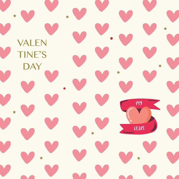 Colección de fondo del día de san valentín con corazón. Ilustración vectorial editable para sitio web, invitación, postal y pegatina