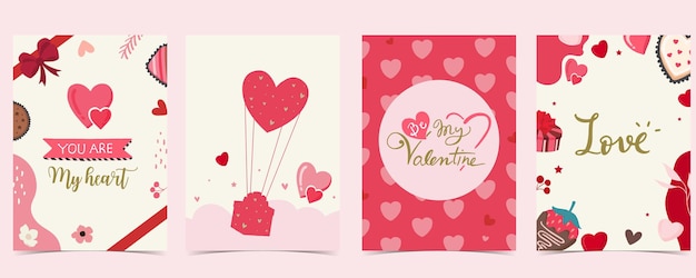 Colección de fondo del día de san valentín con corazón. Ilustración vectorial editable para sitio web, invitación, postal y pegatina