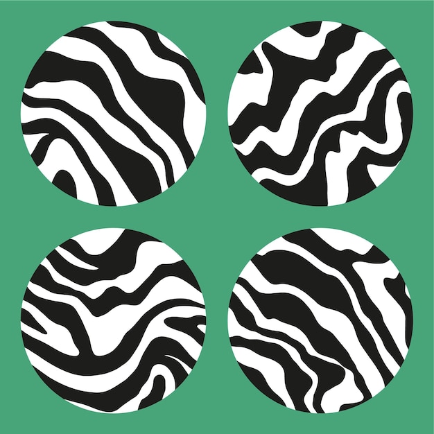 Colección de fondo monocromático de moda Modelo ondulado sencillo con líneas blancas y negras Impresión Doodle Zebra