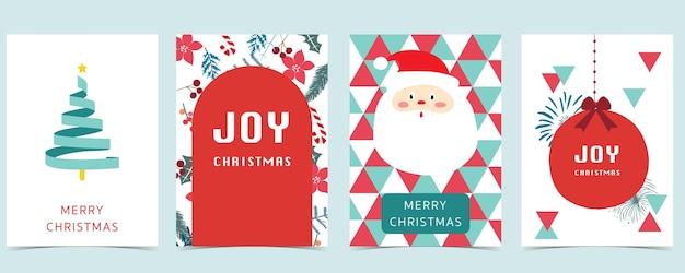 Colección de fondo de navidad con árbolflorhojas ilustración vectorial editable para invitación de navidadpostal y banner del sitio web