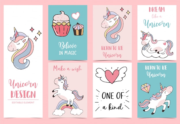 Colección de fondo de unicornio con cupcake