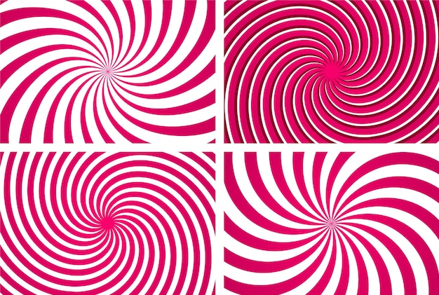Colección de fondo vectorial de patrones espirales rosados