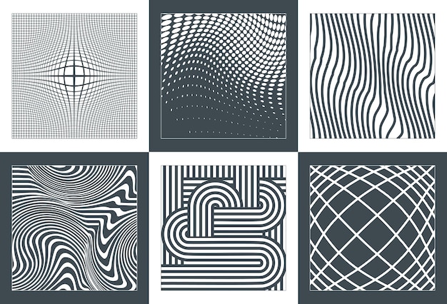 Una colección de fondos brutales geométricos con formas simples y líneas curvas
