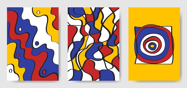 Colección de fondos contemporáneos portadas artísticas dibujadas a mano