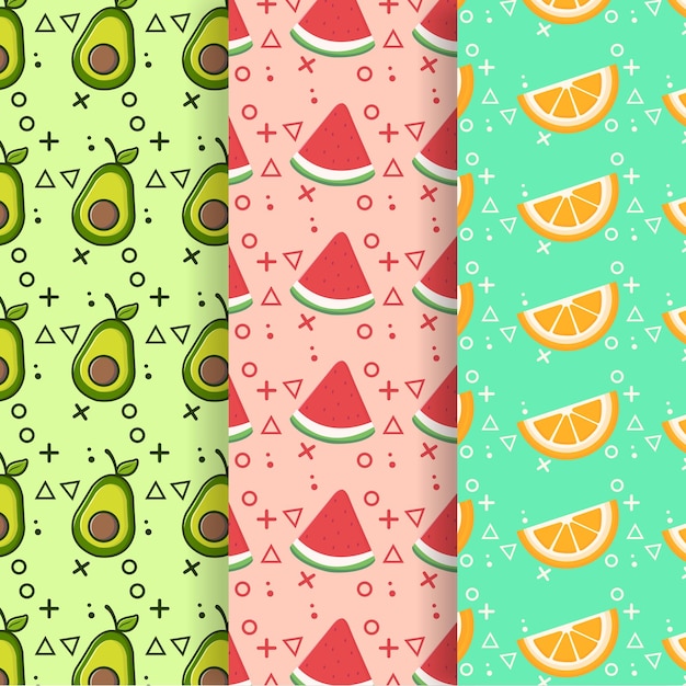 colección de fondos creativos de patrones de frutas coloridas