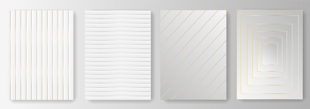 Colección de fondos grises y blancos con líneas doradas y plateadas.