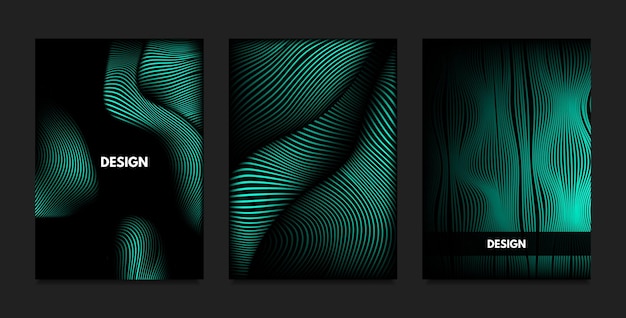 Colección de fondos de líneas abstractas negras