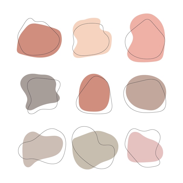 Colección de formas abstractas dibujadas a mano con colores suaves