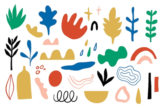 Colección de formas abstractas dibujadas a mano