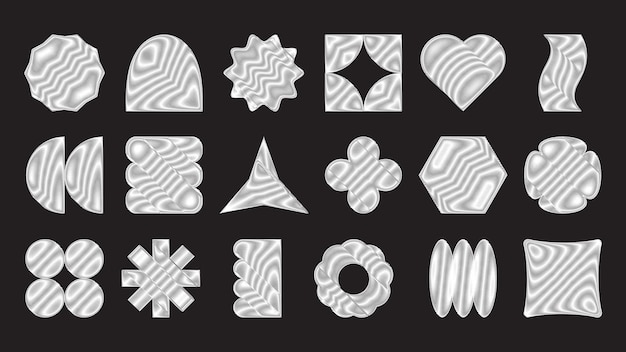 Colección de formas abstractas oscuras con patrones intrincados