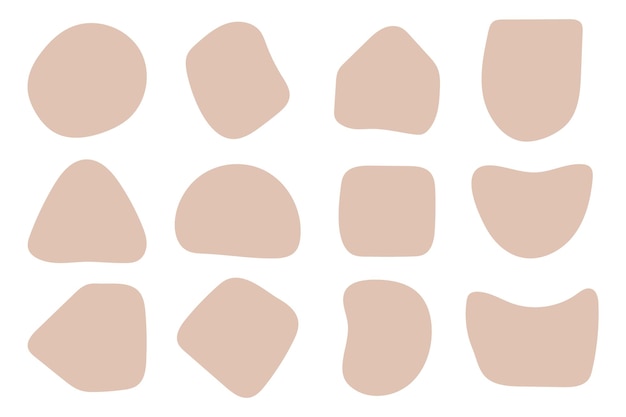 Colección de formas abstractas planas dibujadas a mano. Forma irregular.
