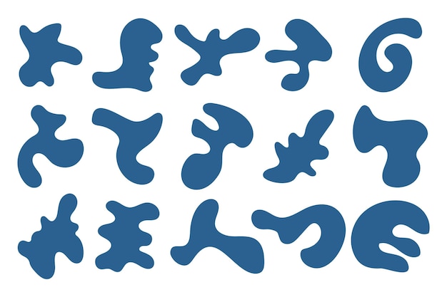 Colección de formas abstractas planas dibujadas a mano. Forma irregular.