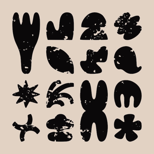 Colección de formas abstractas de textura orgánica dibujadas a mano