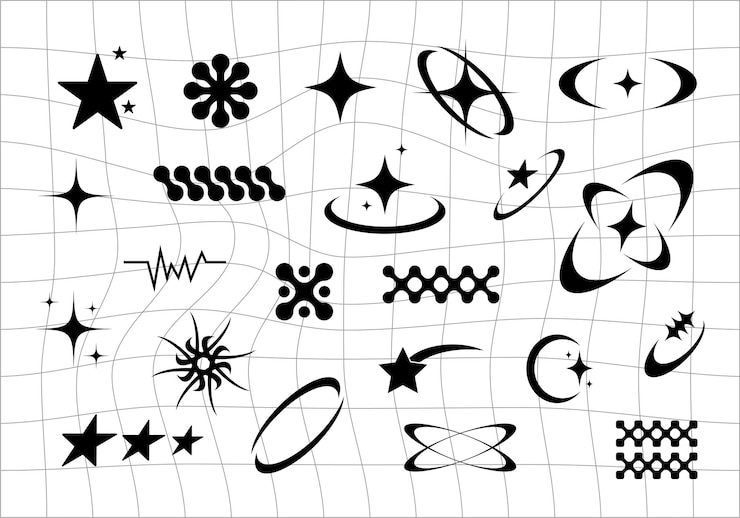 Colección de formas de brutalismo del año 2000 Diseño vectorial de íconos