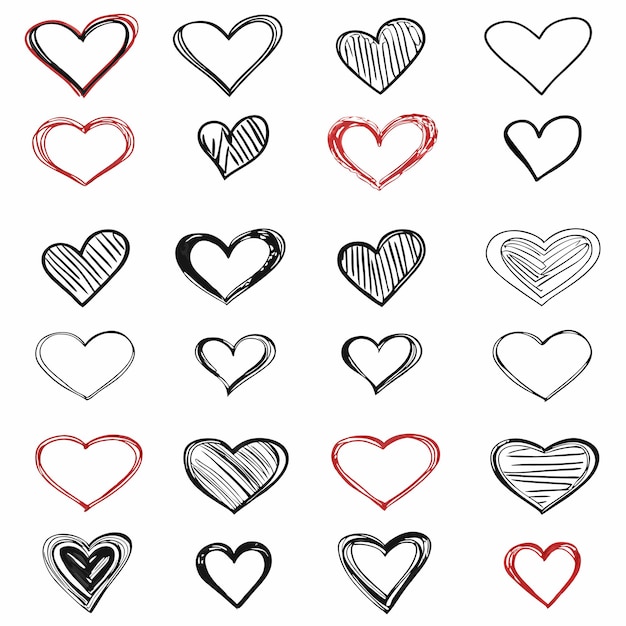 Colección de formas de corazón dibujadas a mano para el diseño