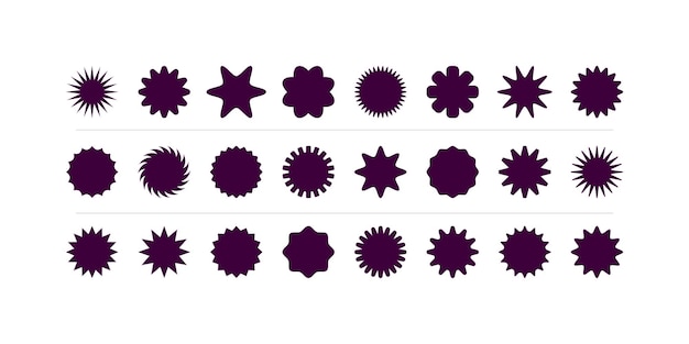 Colección de formas decorativas de estrellas y rayos de sol