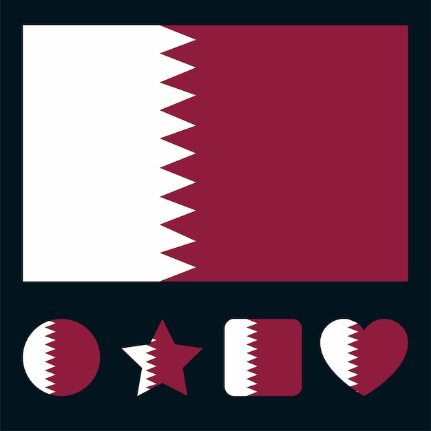 Colección de formas de diseño plano de la bandera de Qatar