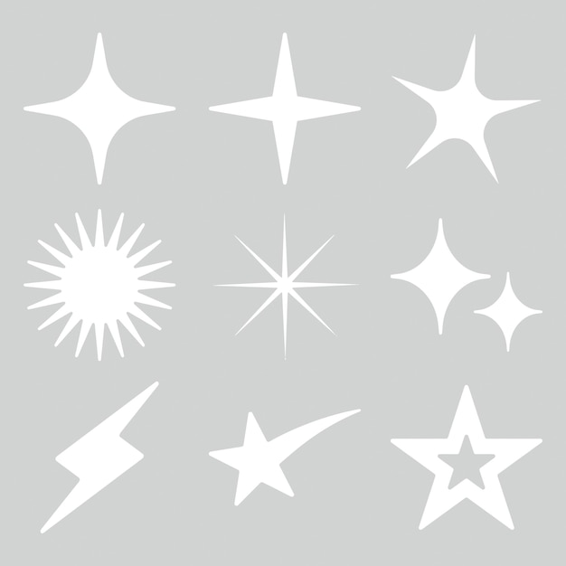 Colección de formas de estrellas blancas minimalistas