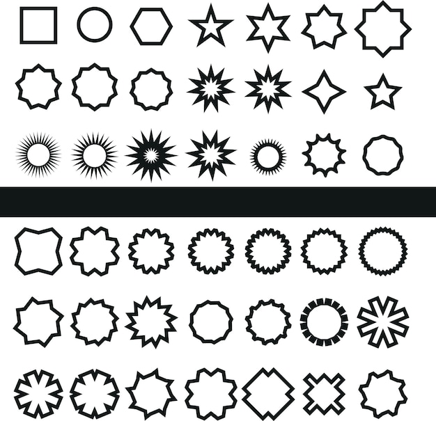 Colección De Formas Geométricas En Blanco Y Negro Aisladas Sobre Fondo Transparente