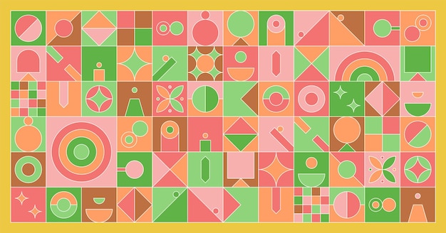 Una colección de formas geométricas combinadas para crear un fondo con patrones de mosaico