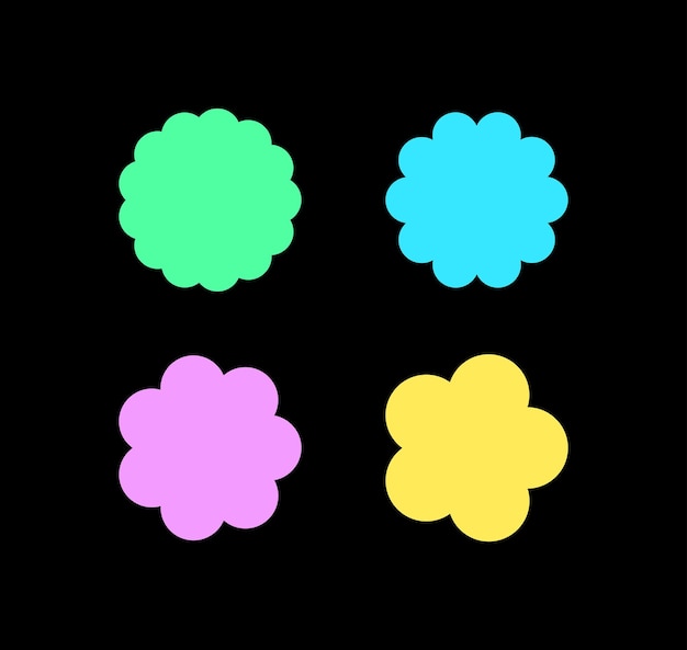 Colección de formas geométricas de flores de neón de color vector libre