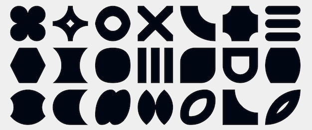 Colección de formas geométricas negras Conjunto de elementos brutales retro de moda