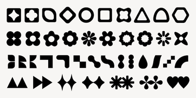 Colección de formas geométricas en negro Las formas geométrica incluyen círculos, triángulos y cuadrados Formas negras en varios patrones geométricos Colección de elementos vectoriales de formas negras