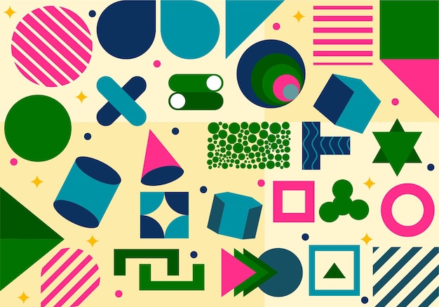 Colección de formas geométricas vectoriales de fondo de medio tono de moda