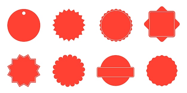 Colección de formas de insignia y etiqueta rojas en varios diseños