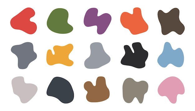 Colección de formas de manchas abstractas Elementos vectoriales de fluidos orgánicos coloridos para el diseño moderno
