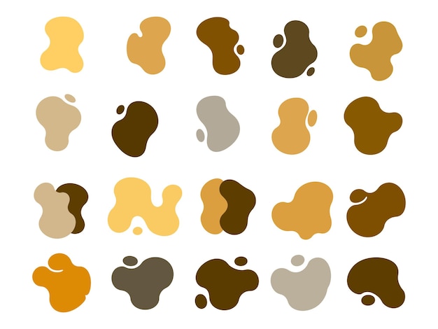Colección de formas de manchas abstractas en tonos de tierra