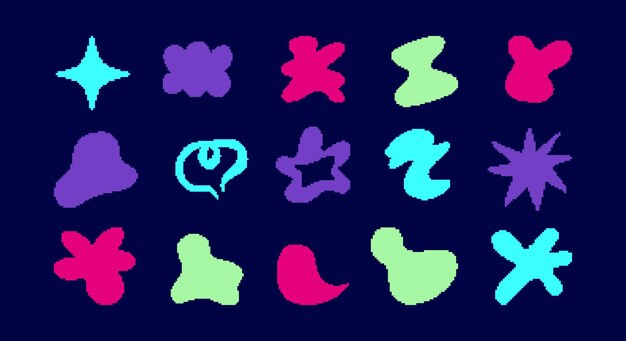 Colección de formas de píxeles abstractas