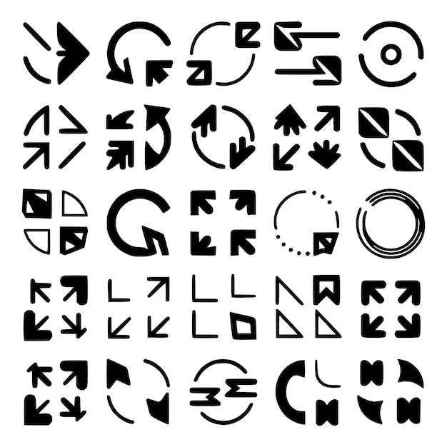 una colección de formas y símbolos abstractos que incluyen la letra c