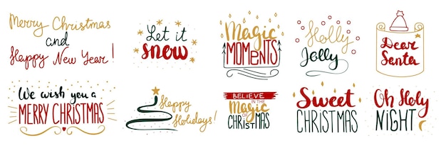 Colección de frases cortas de Feliz Navidad Que nieve momentos mágicos Holly Jolly Dear Santa