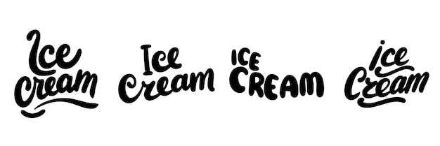 Colección de frases de helado color negro aislado arte vectorial dibujado a mano
