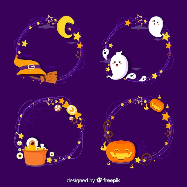 Vector colección de frontera de halloween dibujada a mano