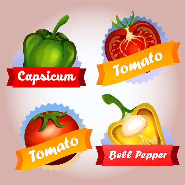 colección fruta tomate y pimiento insignia