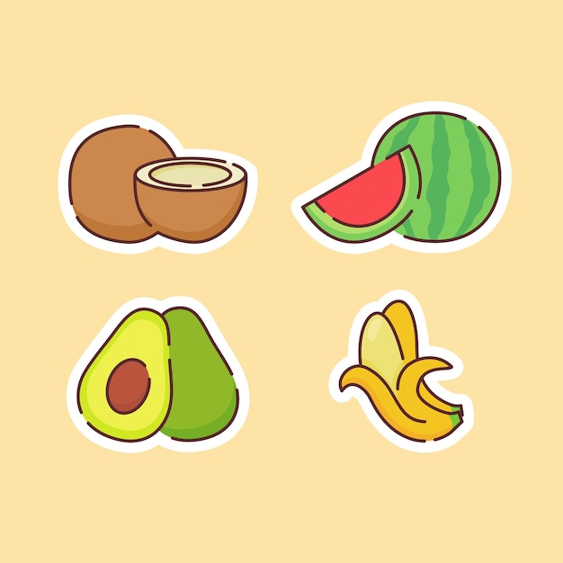 Vector colección de frutas aisladas en beige