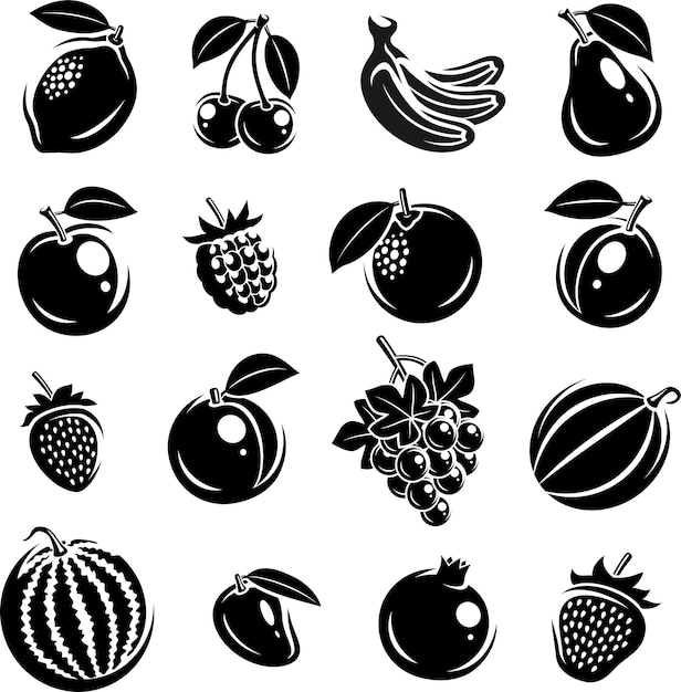 Colección de frutas conjunto ilustración vectorial