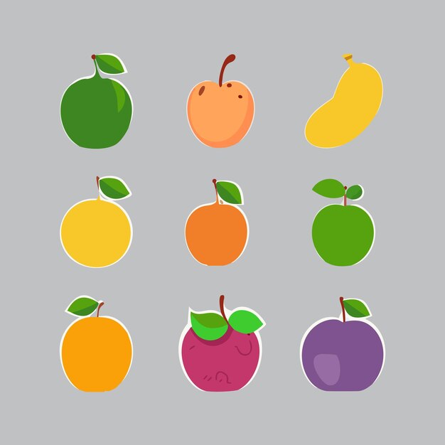 Colección de frutas icona vectorial de dibujos animados ilustración de alimentos icona de la naturaleza concepto de vector aislado