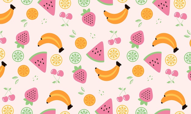 Colección de frutas en ilustraciones de estilo plano dibujadas a mano.