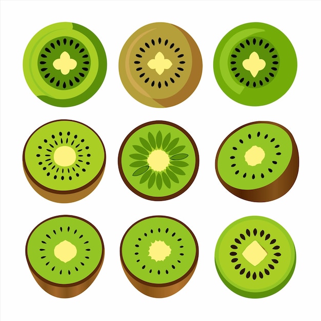 una colección de frutas de kiwi con unos cuantos agujeros en el medio