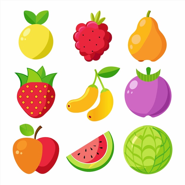 una colección de frutas que incluyen fresas fresas y una fresa