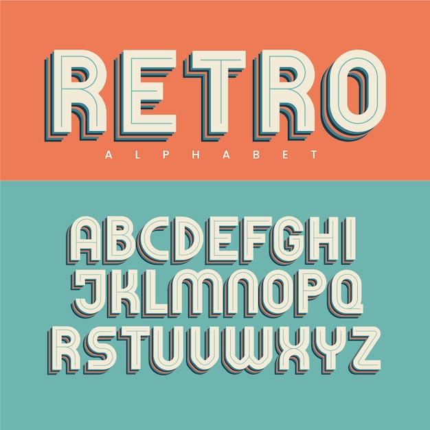Colección de fuentes y alfabetos retro planos